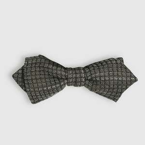 Parisian Crafted Ties Bows Ties: Chocolate and Grey Micro Squares Bow Tie