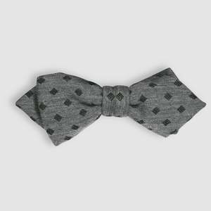 Parisian Crafted Ties Bows Ties: Grey Marle and Olive Diamond Bow Tie