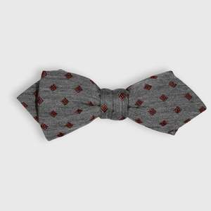 Grey Marle and Burgundy Diamond Bow Tie