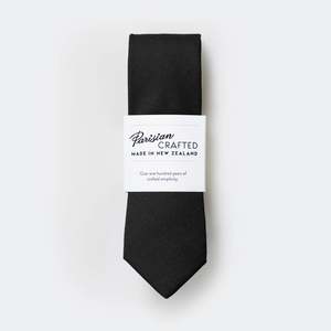 Pure Black Worsted Wool Tie
