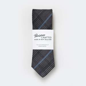 Brown Check Tie with Blue Stripe