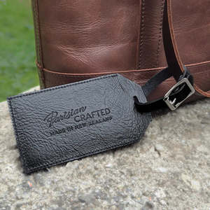 Black Leather Luggage Tag