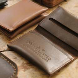Wallets Leather Goods: Leather Folded Card Wallet - Brown