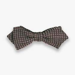 Burgundy Grey Micro Squares Bow Tie