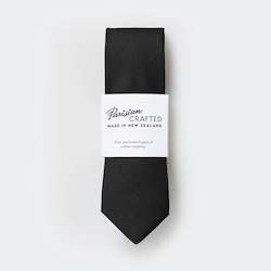 Pure Black Worsted Wool Tie