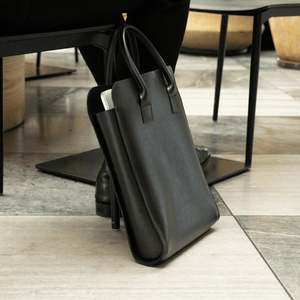 Leather Bags And Totes: Black Leather Business Tote Bag
