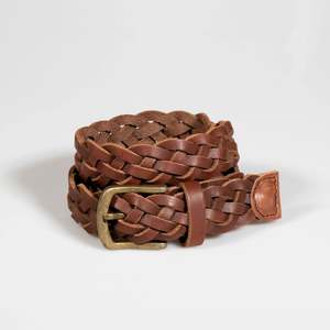 Leather Belts: Hand-Woven  Brown Leather Belt