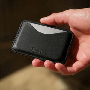 Leather Wallets: Leather Card Sleeve - Black