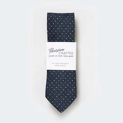 Parisian Crafted Ties Bows Ties: Denim White Rust Pin Dot Tie