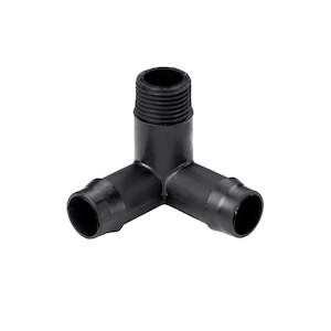 Lateral Pipe Fittings: 19mm Barbed x 15mm Male Thread Corner Elbow