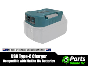 Parts Online NZ: USB Type-C Charger - Compatible with Makita 18v Batteries
