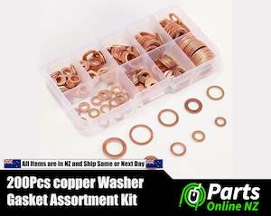 Consumable Assortments: 200Pcs copper Washer Gasket Assortment Kit with Box M5/M6/M8/M10/M12/M14