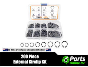 Consumable Assortments: 200pcs Manganese Steel External Retaining Ring (Circlip) Set – 8 Sizes
