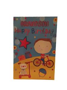 Greeting Cards: Grandson Happy Birthday Boy And Bicycle