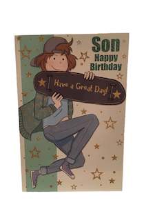 Son Happy Birthday Boy With Skateboard