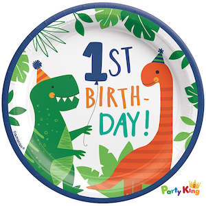 Dino: Dino-Mite Party Dinosaur 17cm 1st Birthday Round Paper Plates