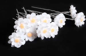 Wedding Accessories: Bridal White and Yellow Flower Hairpins