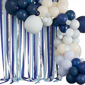 Diy Balloon Garland Set: Blue - Mix It Up Balloon Backdrop Balloon Arch & Streamers Blue & Cream DIY Balloon Garland