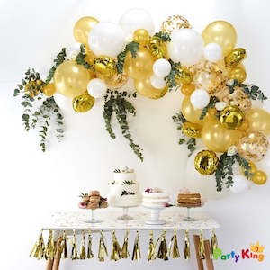 Diy Balloon Garland Set: Balloon Garland Arch Gold, White and Confetti Balloon