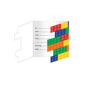 Lego Buidling Block Party Invitations Gatefold 11cm x 11cm
