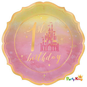 Disney Princess Once Upon A Time Castle 26cm Shape Metallic Paper Dinner Plates