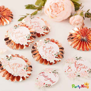 Floral Hen: Floral Hen Party Pin Badges With Stickers