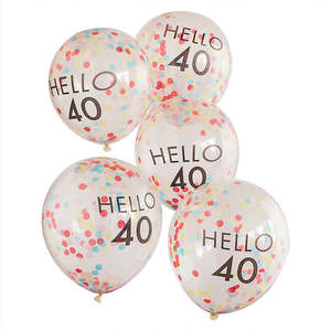 Bridgts Mix It Up: Brights - Mix It Up ‘Hello 40’ 30cm Balloons Brights