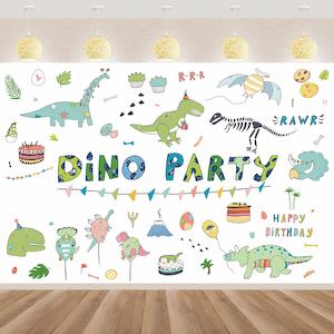 Themed Backdrops For Birthday Parties: Dinosaur Birthday Party Backdrop Banner