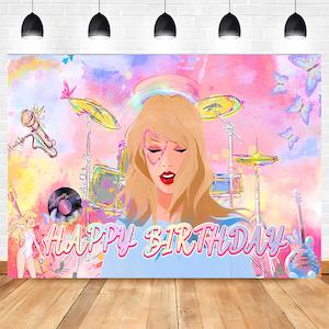 Themed Backdrops For Birthday Parties: TAYLOR SWIFT Birthday Party Backdrop Banner