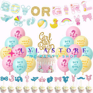 Gender Reveal Party Balloon Decorations - Boy or Girl Baby Shower -351