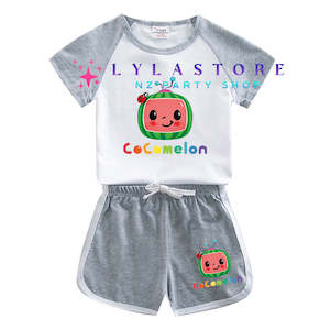 Cocomelon Kids' 2-Piece Set | Short Sleeve and Shorts Combo in Pink & Grey &hellip;