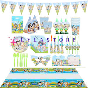 Themed Birthday Sets: 115Pcs Bluey Birthday Party Decorations