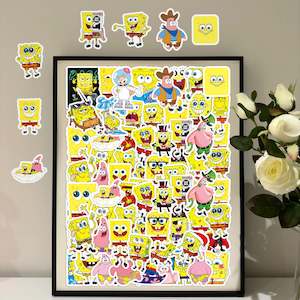 Girls: 50Pcs SpongeBob SquarePants Sticker Set - Perfect for Parties and Birthdays