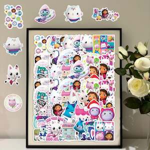Girls: 50Pcs Gabby's Dollhouse Sticker Set - Perfect for Parties and Birthdays
