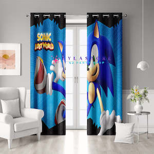 Sonic Party Supplies Decor: Sonic The Hedgehog Blackout Curtains - Set of 2 | Kids Bedroom Décor