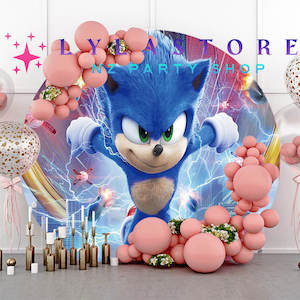 Sonic Party Supplies Decor: Sonic The Hedgehog Backdrop Hire in Auckland - Premium 2m Round Design | Affordable Daily Rates