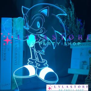 Sonic Party Supplies Decor: Sonic The Hedgehog 3D Night Light - Color Changing, Touch Control, Home Decor Accent