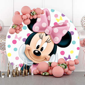 Minnie Mouse Backdrop Hire in Auckland - Premium 2m Round Design | Affordable Daily Rates