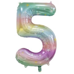 Foil Numbers: Foil Balloon Number Rainbow "5"
