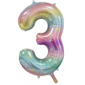 Foil Numbers: Foil Balloon Number Rainbow "3"