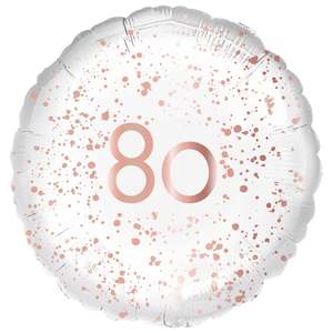 Milestone Age: Foil Balloon 18"Happy Birthday Rose Gold Splatter 80
