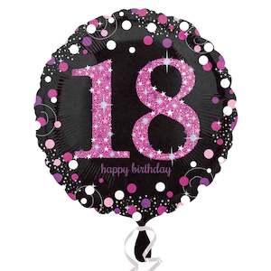 Foil Balloon 18"Happy Birthday Pink Sparkling 18th
