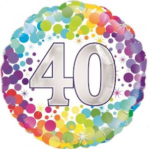Foil Balloon 18"Happy Birthday 40th Confetti