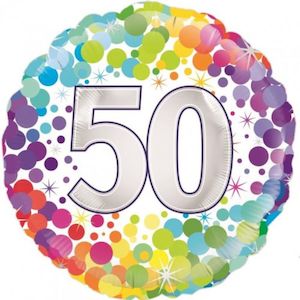 Foil Balloon 18"Happy Birthday 50th Confetti