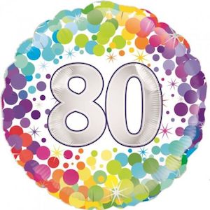 Foil Balloon 18"Happy Birthday 80th Confetti