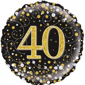 Foil Balloon 18"Happy Birthday 40th Gold Sparkling