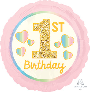 Foil Balloon 18"Happy 1st Birthday Pink