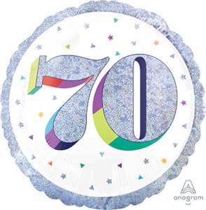 Milestone Age: Foil Balloon 70th - Prismatic Silver