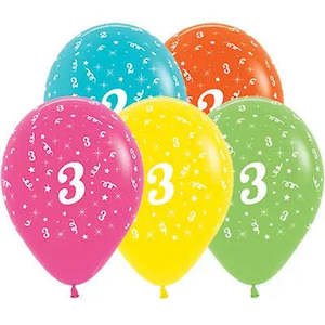 Printed: Uninflated - Balloon Single 3rd Birthday Assorted
