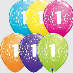 Printed: Uninflated - Balloon Single 1st Birthday Assorted